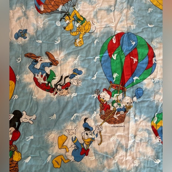 Vintage Mickey Minnie Pluto Goofy Air Balloon Twin Comforter Quilt Kids blanket - Picture 2 of 6